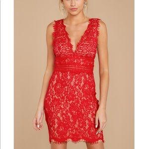 Red Dress Boutique “Better for it” Red Lace Dress